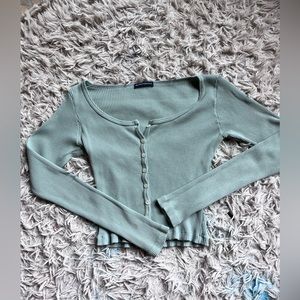 Brandy Melville light green long sleeve button up top